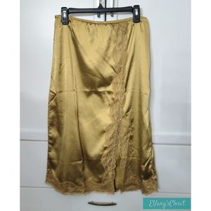 Gold Satin Midi Skirt